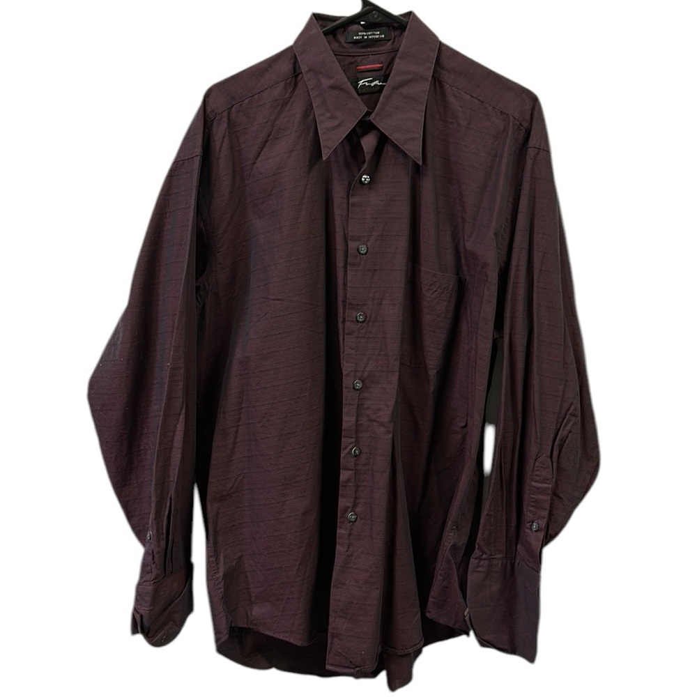 Fubu Collection Button Up French Cuff Textured Long Sleeve Cotton 17 Neck XL